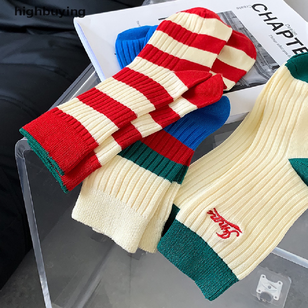 Vớ Cotton Dài Thoáng Khí Thêu Họa Tiết Dễ Thương Phong Cách Hàn Quốc Cho Nữ