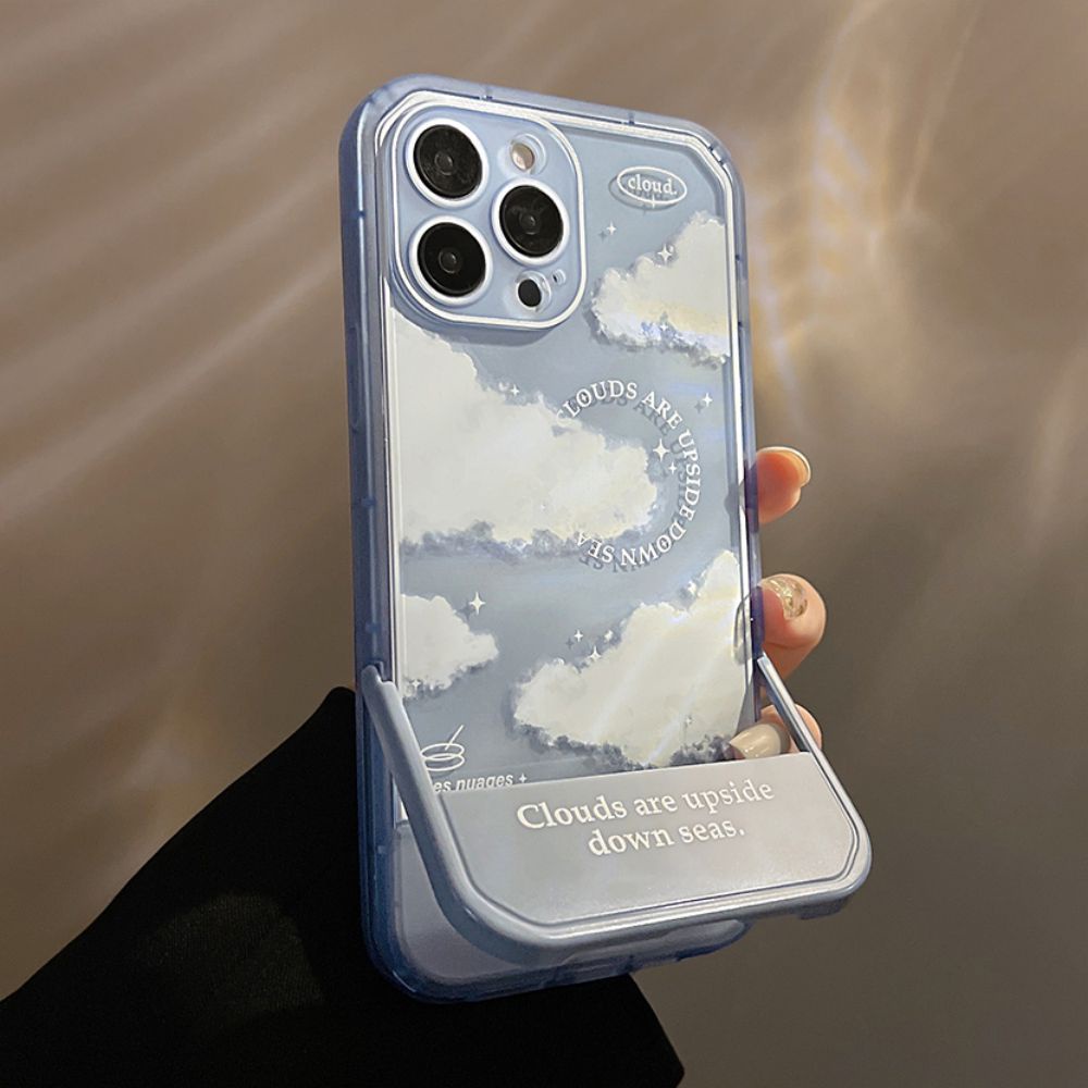 Ốp Điện Thoại TPU Dẻo Họa Tiết Bầu Trời Đầy Sao / Đám Mây Kèm Giá Đỡ Tàng Hình Cho IPhone 14 13 12 11 Pro Max