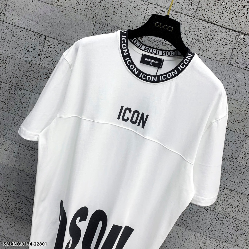 Áo Phông Nam DSQ Phối Viền Cổ Cao Cấp hai màu trắng đen hot hit