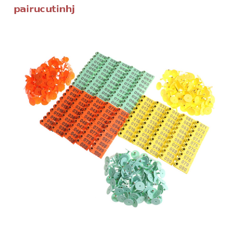 Set 100 Thẻ Đánh Dấu Số Đánh Dấu Số Bằng Nhựa Gắn Tai Gia Súc / Heo / Cừu / Bò Sá