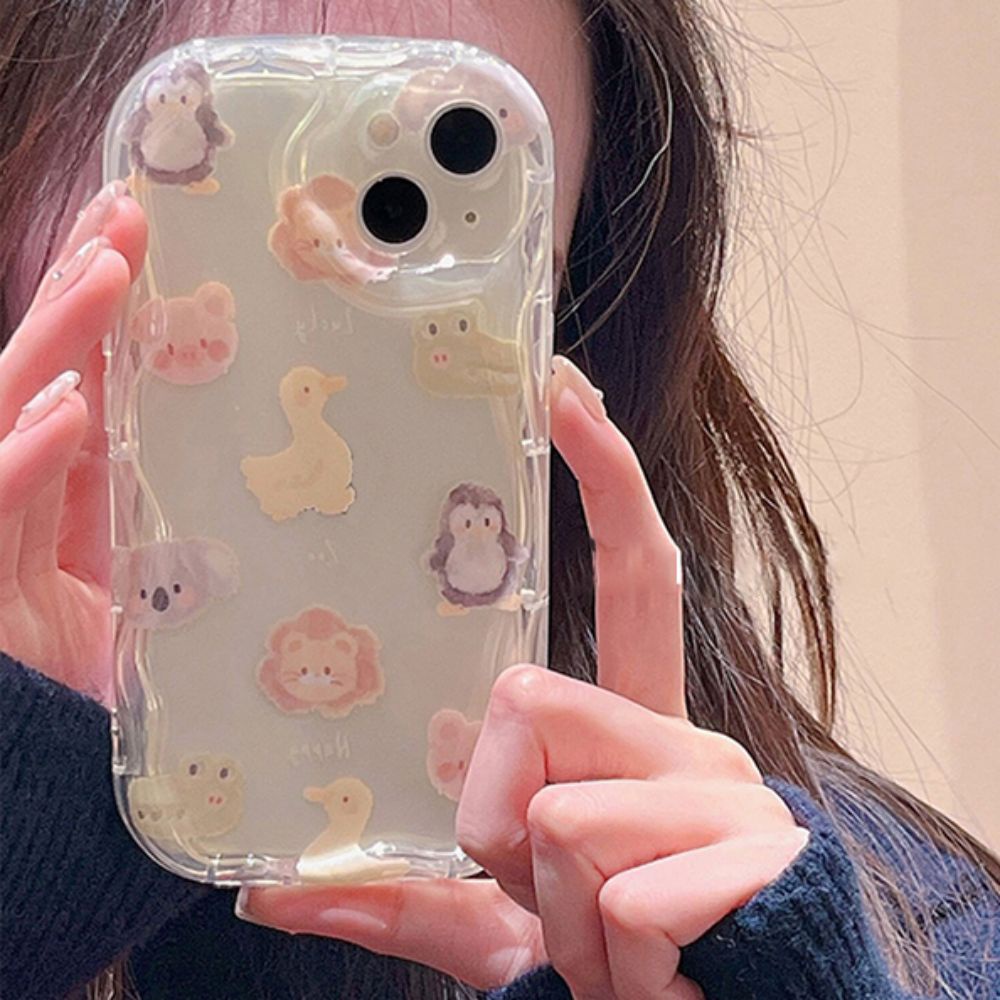 Ốp Điện Thoại TPU Mềm Trong Suốt Họa Tiết Động Vật Hoạt Hình Dễ Thương Chống Sốc / Dấu Vân Tay Cho IPhone 11 12 13 14 Pro Max