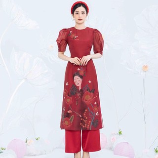 Áo dài nữ cách tân von hình in pa02