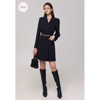 Đầm vest siêu đẹp, sang chảnh kèm belt màu đen dành cho nữ