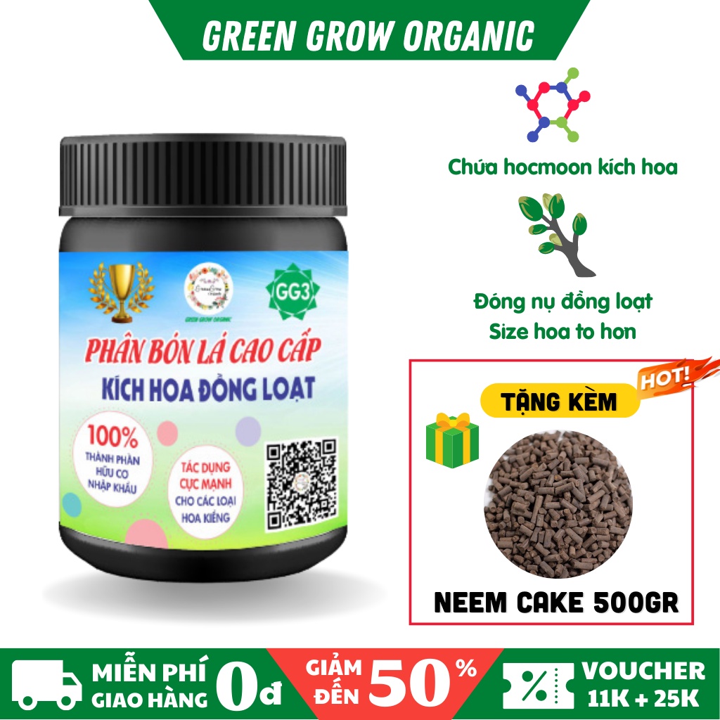 Kích thích ra hoa đồng loạt Green Grow Organic - Phân bón lá kích hoa đồng loạt cho hoa hồng, hoa giấy, hoa mai MS101