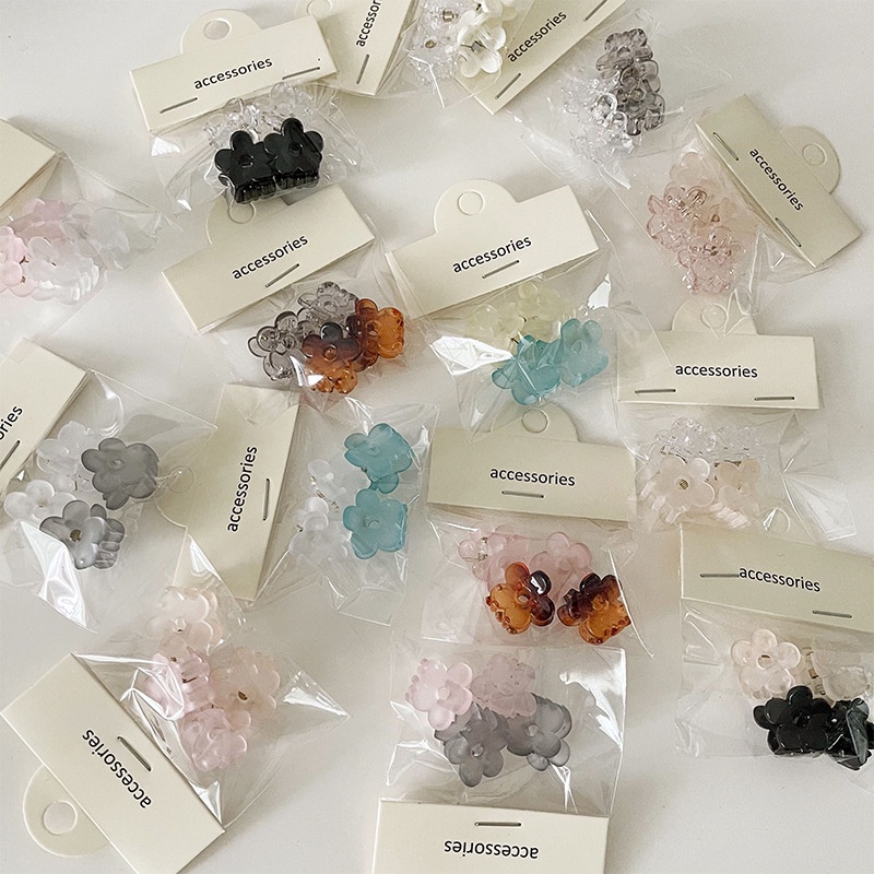 Bộ 4 Kẹp Tóc mini Hình Hoa Trong Suốt Phong Cách Hàn Quốc