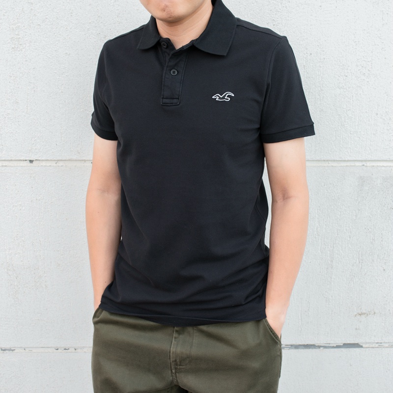HOLLISTER Áo polo cotton Tay Ngắn Dáng Ôm Đính Ngọc Trai Thời Trang Mùa Hè Cho Nam