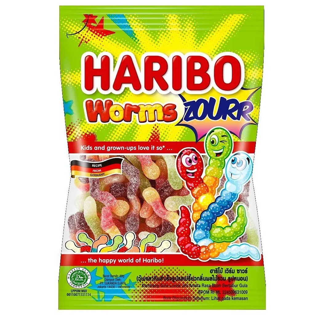Kẹo dẻo Haribo vị Zourr đủ vị 80gr