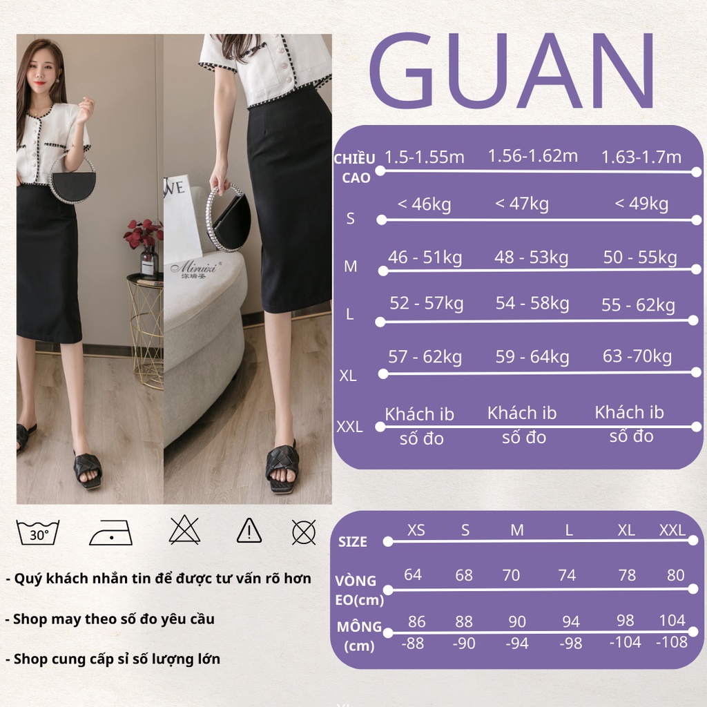 Chân váy chữ a công sở lưng cao dáng dài, chân váy công sở dài bigsize GUAN
