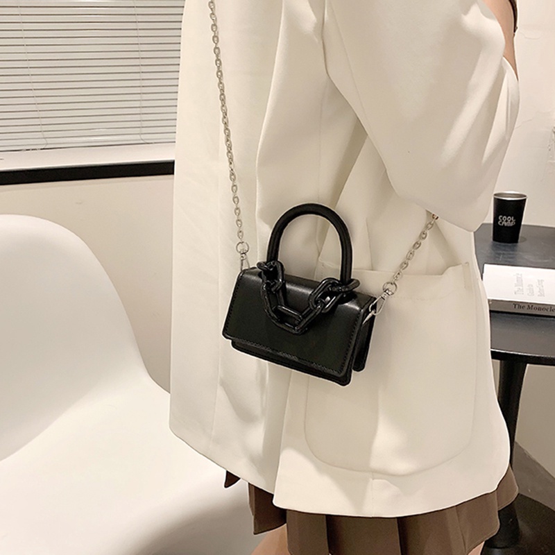 Túi Đeo Vai Dây Xích Màu Trơn Nhỏ Gọn Thời Trang Cho Nữ