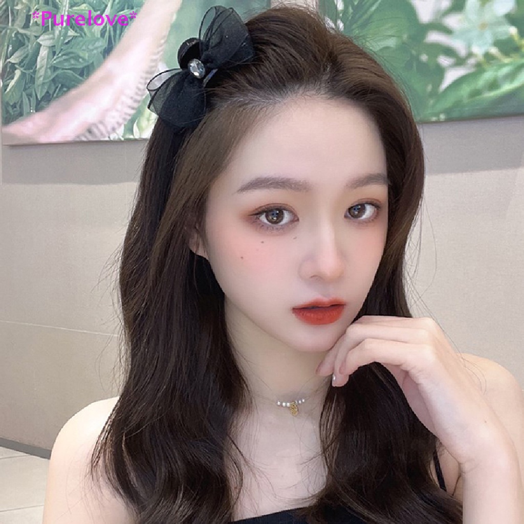 1 Kẹp Tóc Nơ Lưới Hai Mặt Đính Đá Bằng Acrylic Mới