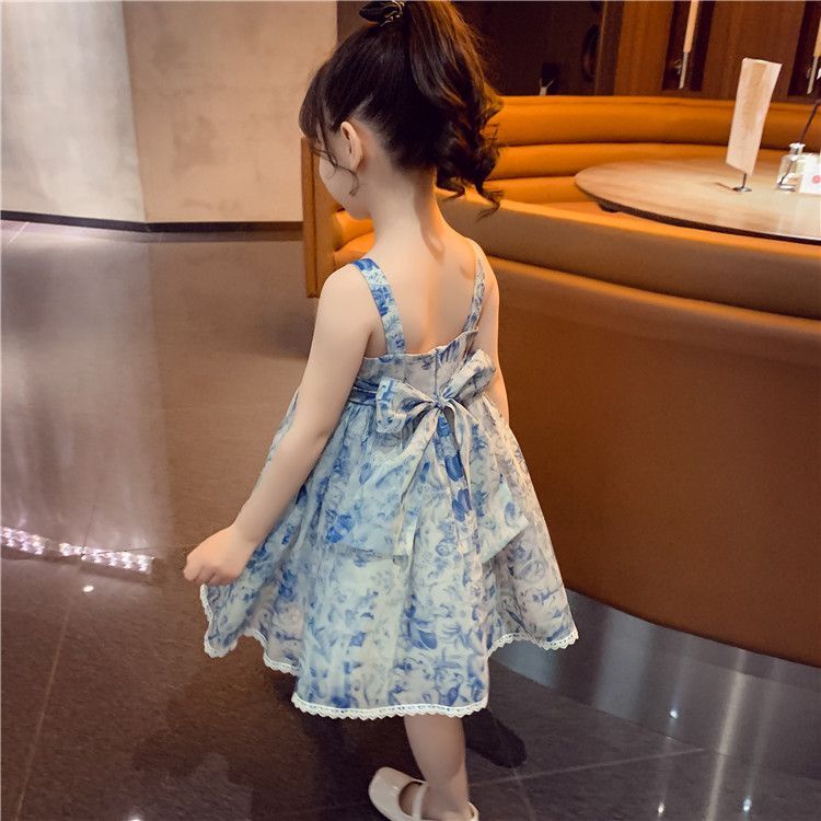 Đầm Sườn Xám Vải Voan Tay Phồng In Hoa Kiểu Trung Hoa Thời Trang Mùa Hè Cho Bé Gái