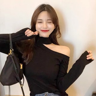 (HÀNG ORDER) Áo len mỏng trễ vai cổ choker