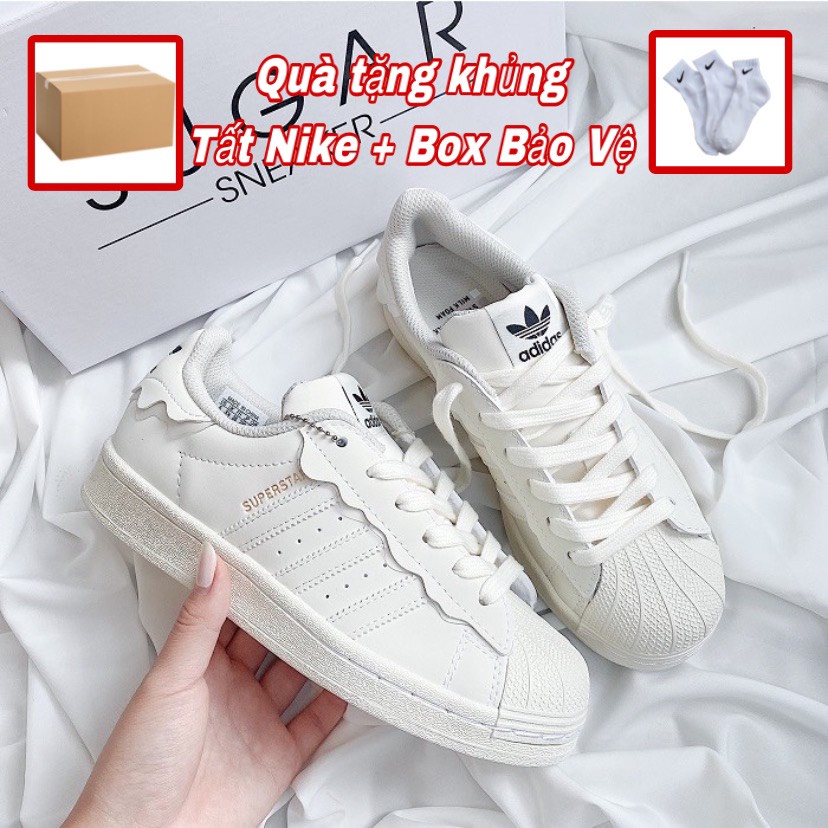 Giày Adidas Superstar, Sneaker Das Sò 3 Màu Kem, Hồng, Xanh, Chuẩn Hàng Cao Cấp, Xiêu Xịn, Full bill box bảo vệ