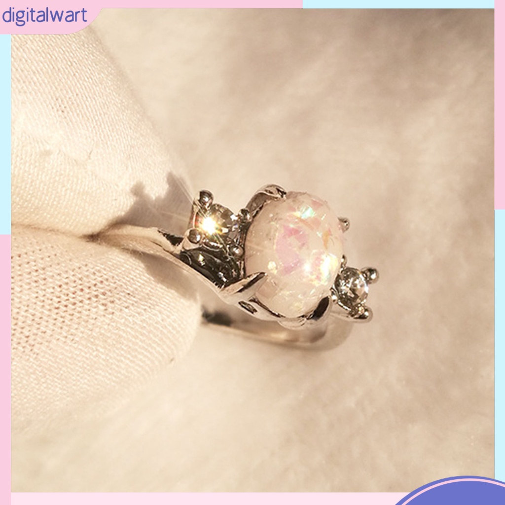 Nhẫn Đính Kim Cương Giả Hình Oval Nhiều Màu Thời Trang