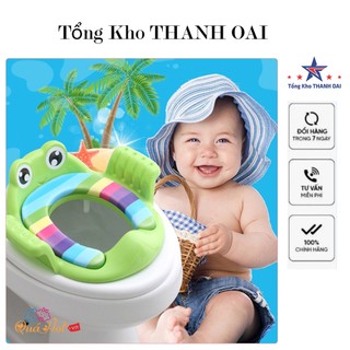 ( XẢ KHO) Bệ Lót Bồn Cầu Thu Nhỏ Cho Bé Hình Ếch Có Đệm Mông
