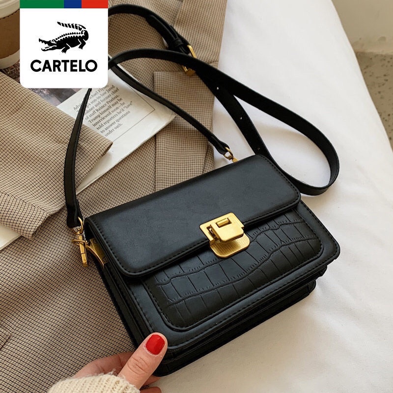 Túi xách đeo chéo quai da basic màu nâu