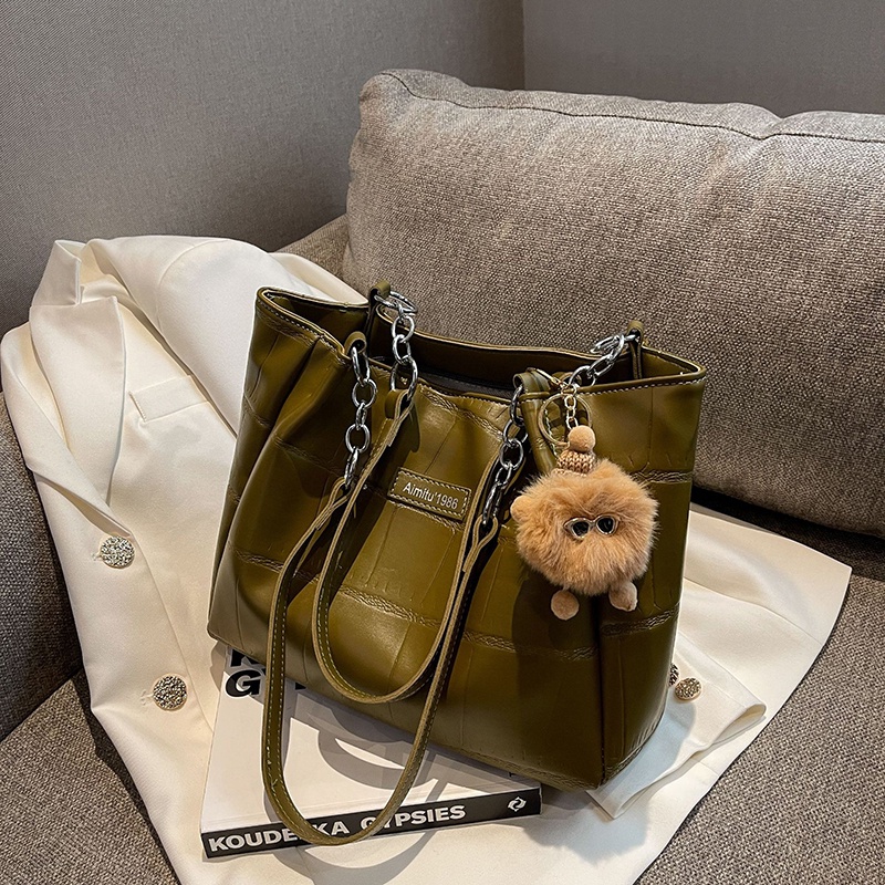 Ielgy Túi Đeo Vai Sức Chứa Lớn Họa Tiết Đá Tương Phản Đơn Giản Dễ Phối Đồ Cho Nữ