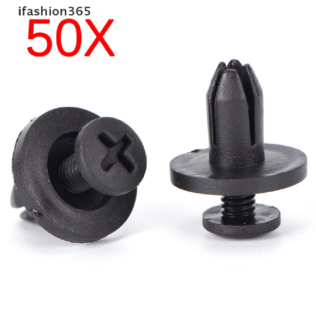 FENDER Set 50 Đinh Tán Nhựa 6Mm Màu Đen Chuyên Dụng Cho Cản Trước Xe Hơi ifashion365
