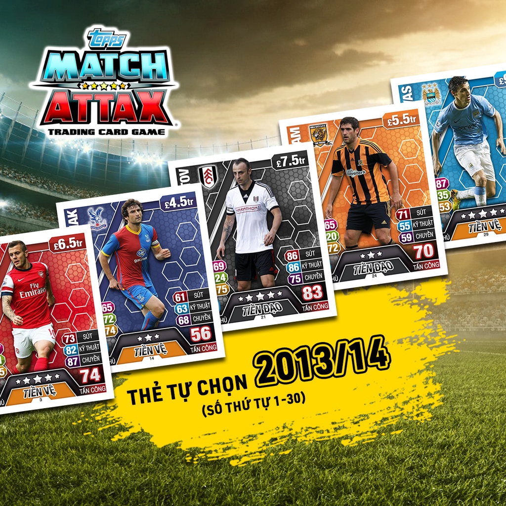 Thẻ Cầu Thủ In Match Attax 2013-14 Tự Chọn (STT 1-30)