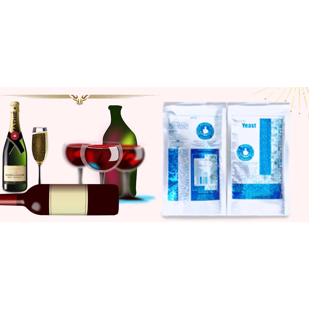 1KG MEN SẠCH LÊN MEN RƯỢU VANG [ KHÔNG CẦN CHƯNG CẤT, DÙNG 20 GRAM MEN CHO 1 KG NHO TƯƠI]