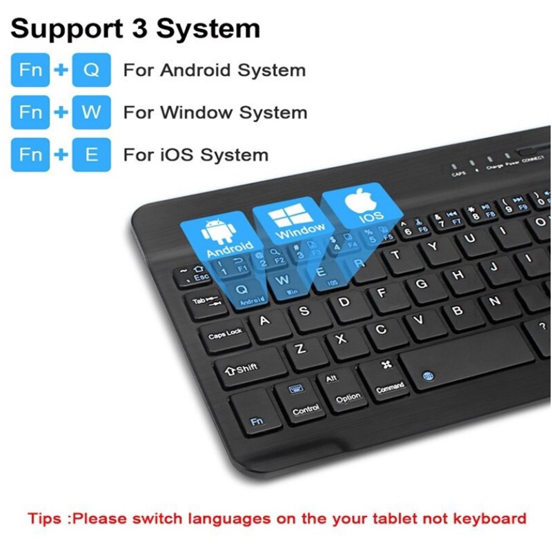 Bàn Phím Bluetooth Không Dây 10 inch Thông Dụng Cho Laptop / Pad / Điện Thoại Android
