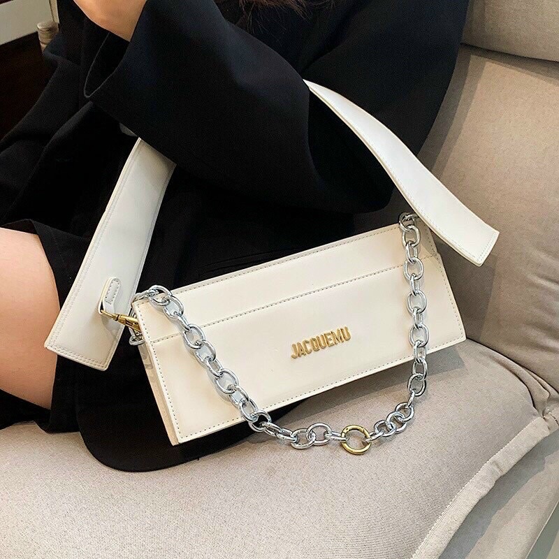 Túi #jacquemus xích to kẹp nách vuông hộp 25cm