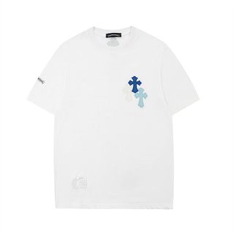 Chrome- Áo Thun Da Ngắn Tay Thêu Chữ Thập Bạc Mới Nhất