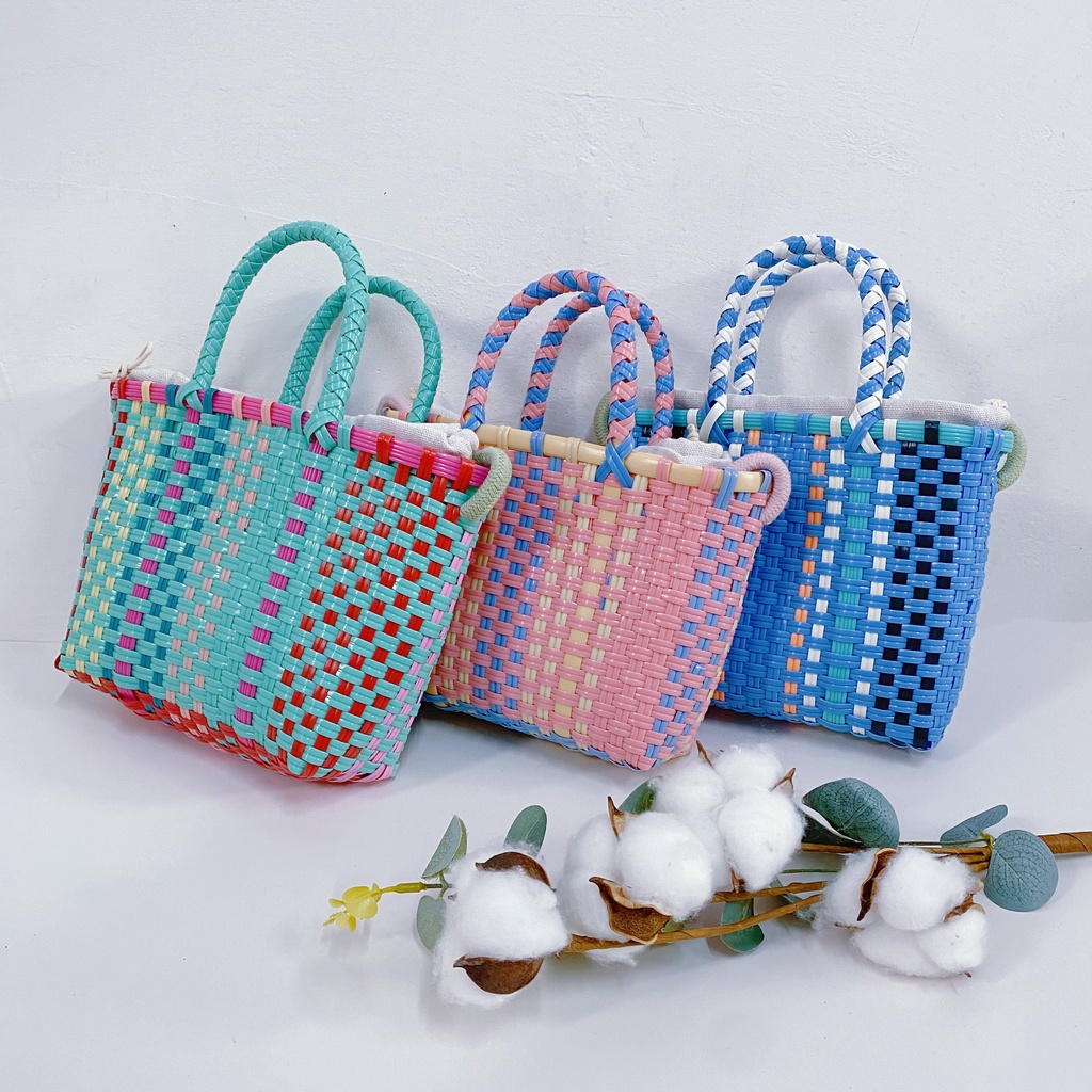 Túi đeo vai đan sợi nhiều màu thời trang hè dành cho nữ