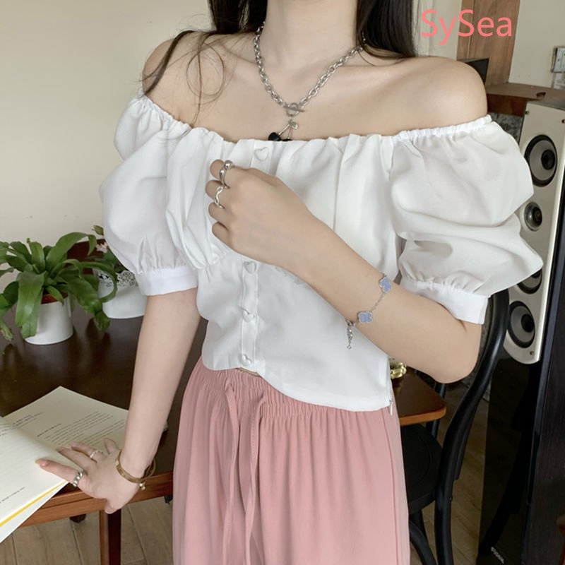 Áo Kiểu Tay Phồng Cổ Vuông Cỡ Lớn Thời Trang Mùa Hè Xinh Xắn Cho Nữ