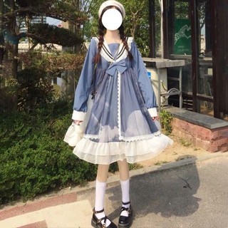 [order]  Váy Lolita cổ thủy thủ phối lưới