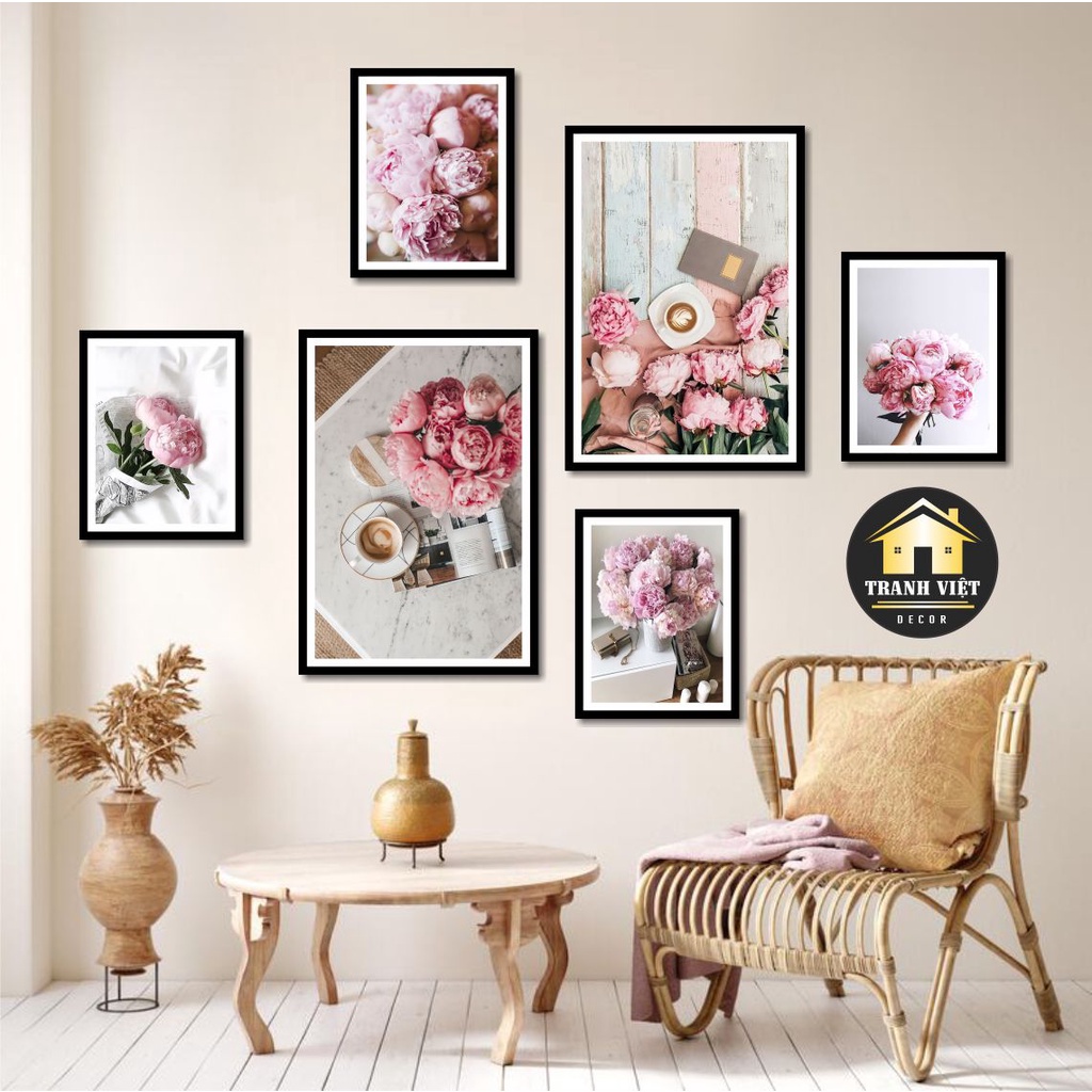 Set 6 tranh treo tường, tranh dán tường, tranh phòng khách decor trang trí nhà, canvas, Tranh Việt Decor