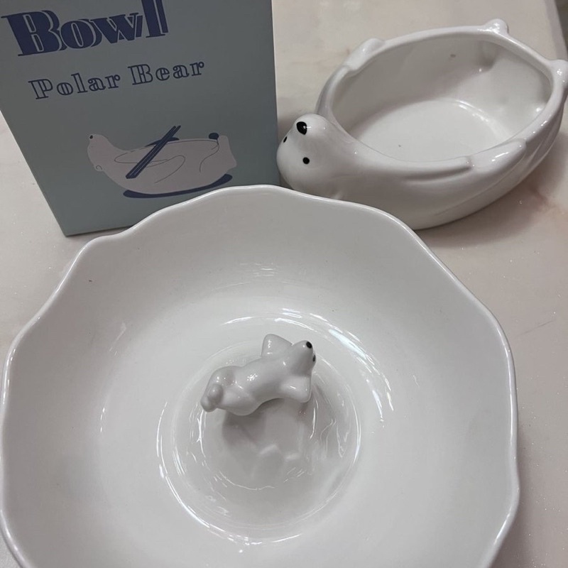 Bộ bát đĩa hình gấu bắc cực dễ thương, bát đĩa decor