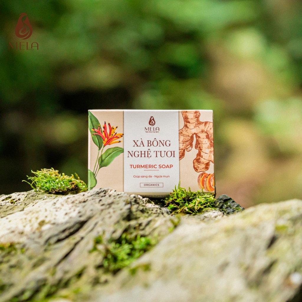 Xà Bông Nghệ MELA [100g] Thiên Nhiên Giúp Làm Sạch Sáng Mịn,Tẩy Da Chết Thoáng Lỗ Chân Lông
