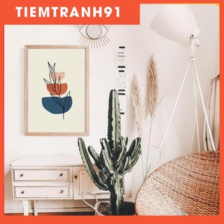 Tranh Canvas Cao Cấp | Tranh Abstract Shapes and Leaf Print, Bohemian Organic Shapes, Botanical Boho Wall Décor