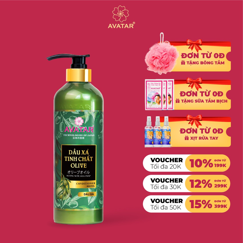 Dầu Xả Avatar Cao Cấp Tinh Chất OLIVE Giúp Tóc Bồng Bềnh Chắc Khỏe 800ml - avatar