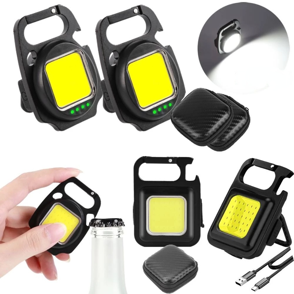 Móc khóa đèn led mini, đèn pin mini siêu sáng COB 800 Lumens đa năng chống nước, sạc usb