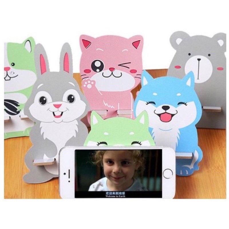 NDH0522 Giá đỡ điện thoại gỗ hình thú dễ thương