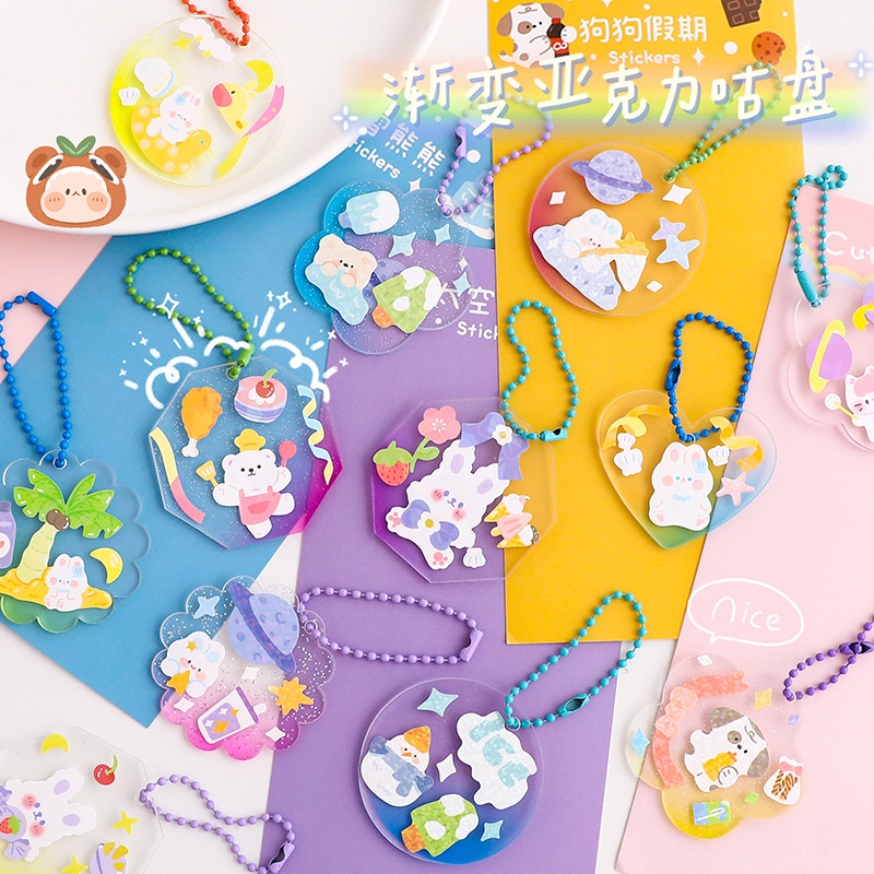 Miếng Dán Acrylic Trong Suốt Màu Gradient Trang Trí Móc Khóa / Thẻ Cuckoo