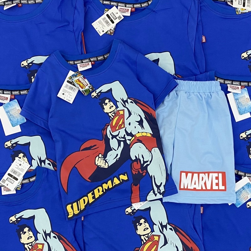 Set bộ Mar.vel xanh dư xịn cho bé trai size từ 14-40 cân