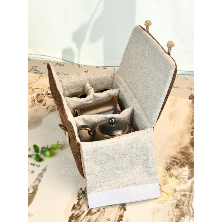 Túi Vải Lanh Cotton Bảo Vệ Tách Trà Đi Du Lịch Tiện Lợi