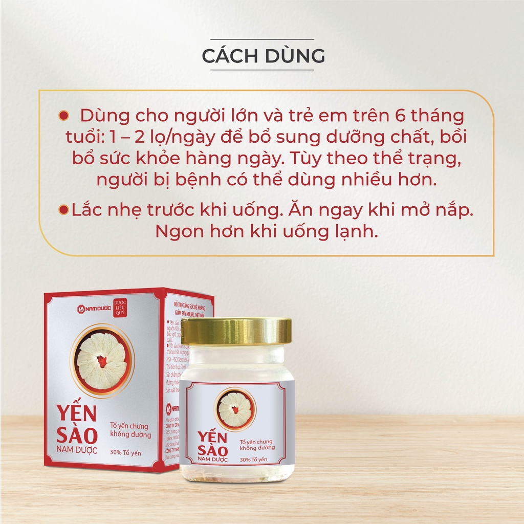 Combo 5 hũ Yến sào Nam Dược chưng không đường 70ml bồi bổ sức khỏe, dùng được cho người giảm cân, ăn kiêng, béo phì