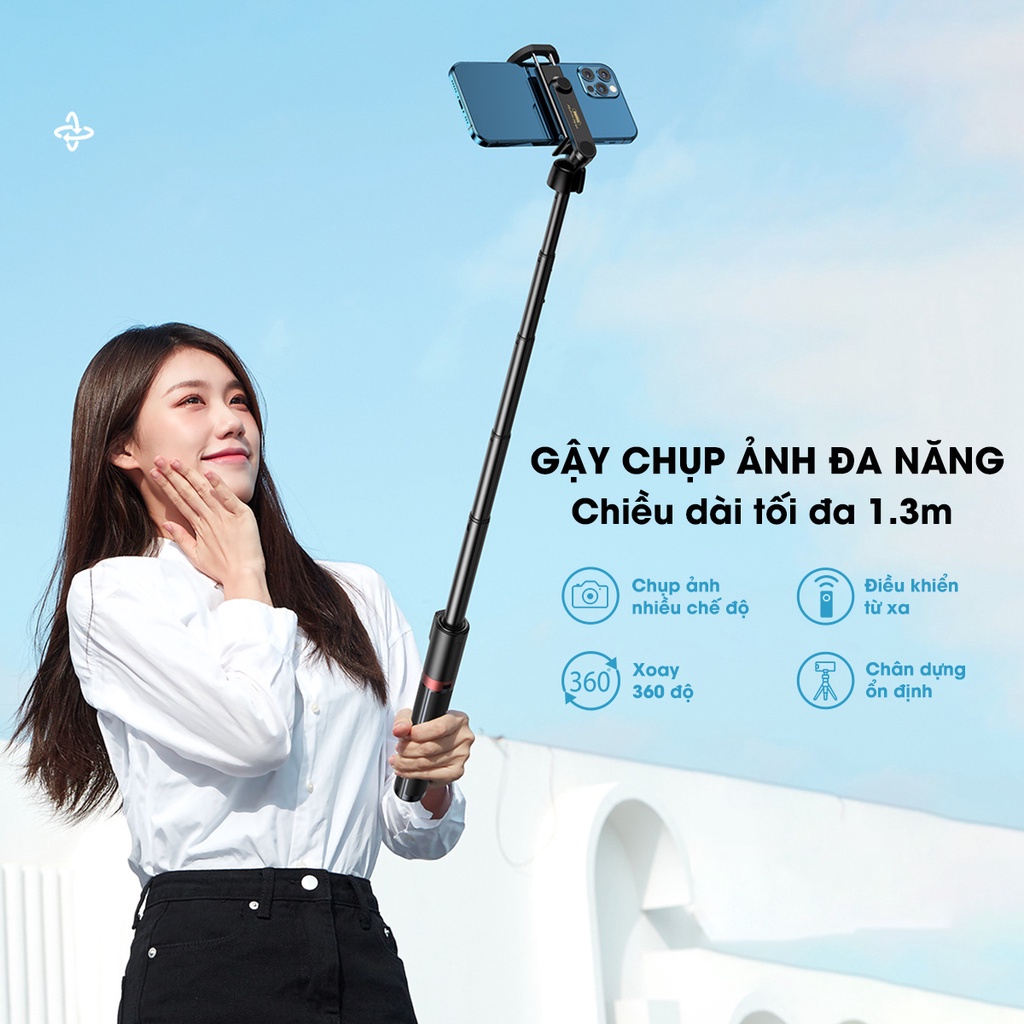 Gậy Chụp Hình Kiêm Tripod Đa Năng 3 Trong 1 kéo dài 1,3M chính hãng Remax-p12  Remax Bảo Hành 3 Tháng 1 Đổi 1