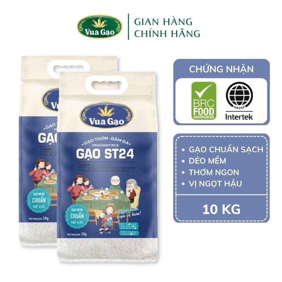 Combo 2 Túi Gạo ST24 - Túi 5kg - Thương hiệu Vua Gạo (Tổng 10kg)