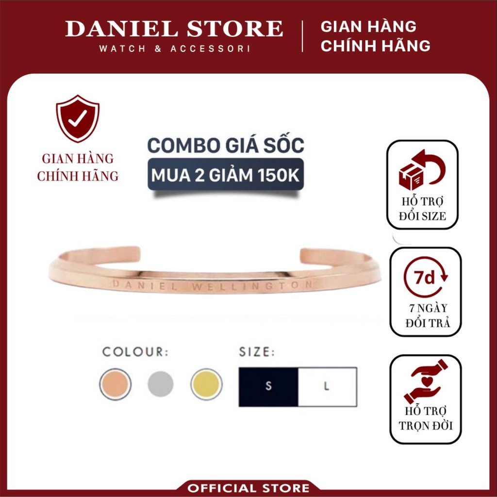 Vòng Tay Daniel Welington Classic Cuff V1 Rose Gold DW Chính Hãng - Daniel Store