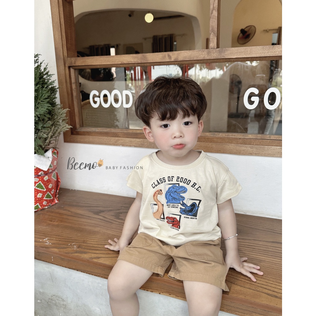 Áo thun bé trai BEEMO A038 áo khủng long cho bé thấm hút mồ hôi tốt, chất liệu cotton mềm mịn - PAPALEMON