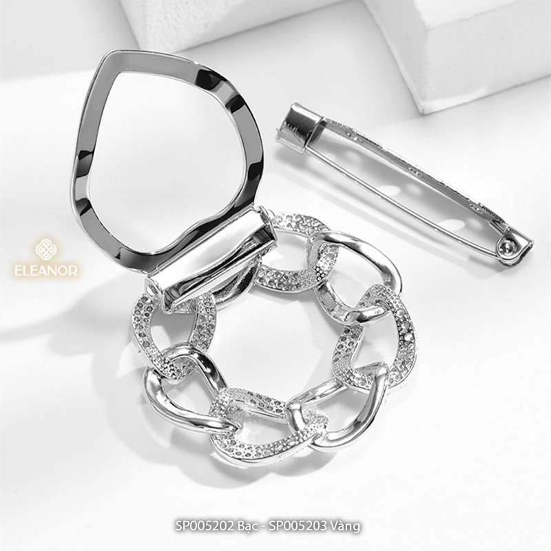 Khuy cài khăn Eleanor Accessories mắt xích đính đá phụ kiện thời trang hot trend 5202
