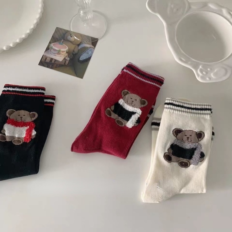 Vớ Cotton Cổ Cao In Họa Tiết Hoạt Hình Phong Cách Nhật Bản Dễ Thương Thời Trang Thu Đông Cho Nữ