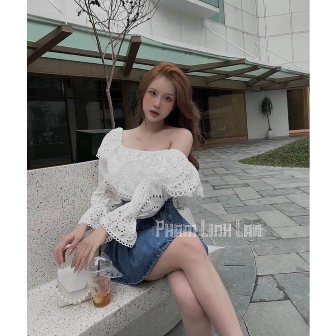 CHÂN VÁY JEANS XOÈ XẾP LY CẠP CAO HÀNG QCL1 MS33311