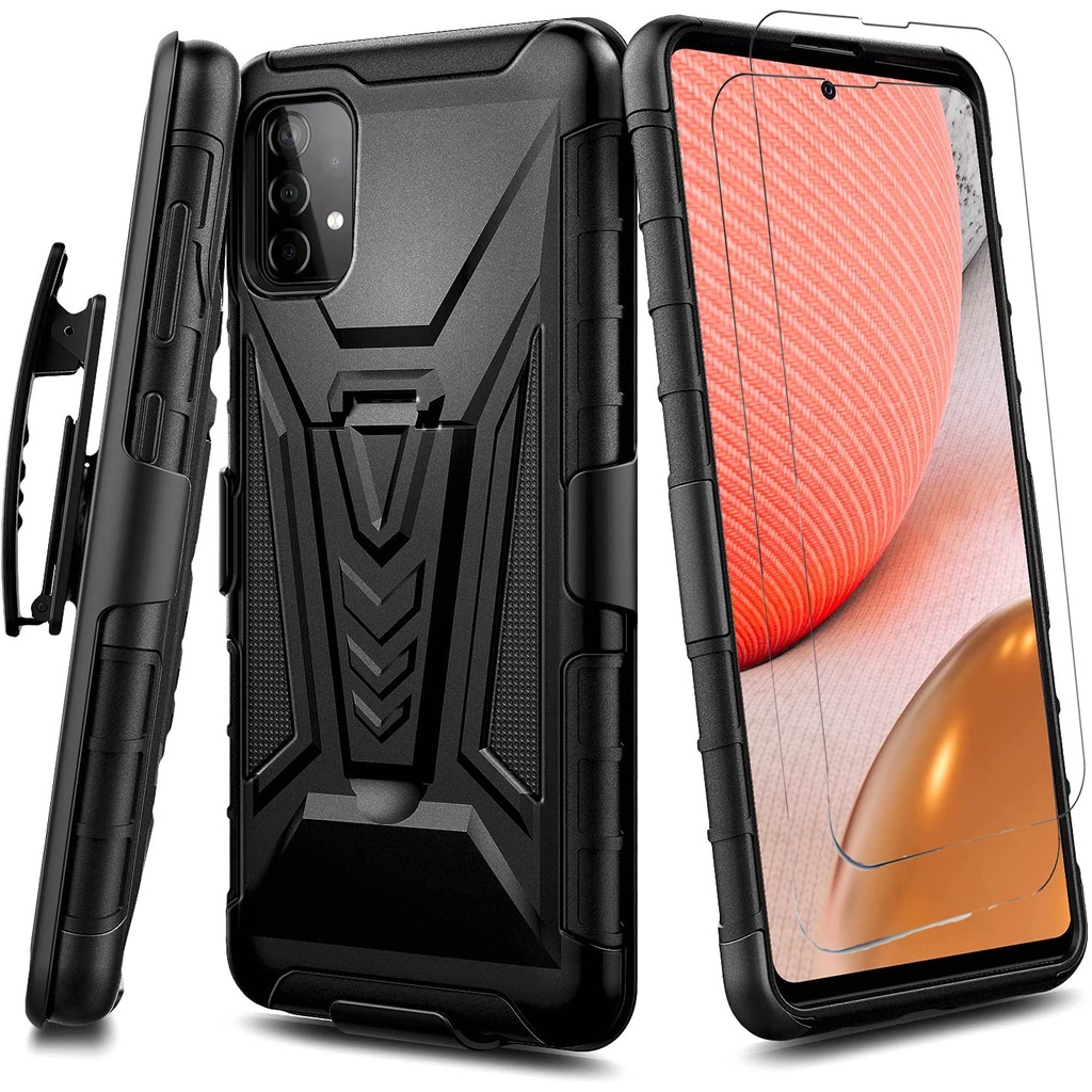 Ốp Điện Thoại Kiểu Giáp Chống Sốc Kèm 2 Phim Bảo Vệ Màn Hình Cho Samsung Galaxy A51 A52 S20 FE Note 10 Lite M51 A23 A02S