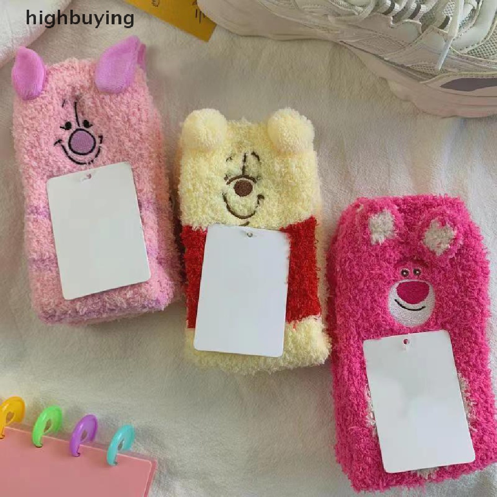 Hbvn Belle Mới Vớ Lông Cừu San Hô Dày Dặn Họa Tiết Hoạt Hình Winnie Tigger Dâu Tây Hổ Hoạt Hình Disney Cho Nữ